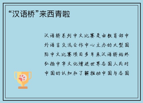 “汉语桥”来西青啦