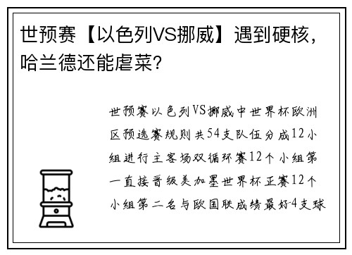 世预赛【以色列VS挪威】遇到硬核，哈兰德还能虐菜？